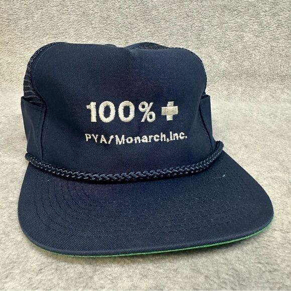 PYA Monarch Trucker Had Blue Mesh Snapback Rope Brim Casual Work Wear Vintage - Picture 1 of 10